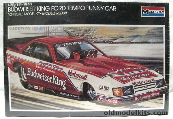 Monogram 1/24 Kenny Bernstein's Budweiser King Ford Tempo Funny Car, 2726 plastic model kit